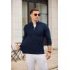 imageCOOFANDY Mens Quarter Zip Pullover Sweater Slim Fit Knit Mock Neck Polo SweatersNavy Blue