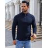 imageCOOFANDY Mens Quarter Zip Pullover Sweater Slim Fit Knit Mock Neck Polo SweatersNavy Blue
