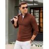 imageCOOFANDY Mens Quarter Zip Pullover Sweater Slim Fit Knit Mock Neck Polo SweatersTerracotta