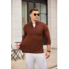 imageCOOFANDY Mens Quarter Zip Pullover Sweater Slim Fit Knit Mock Neck Polo SweatersTerracotta