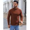 imageCOOFANDY Mens Quarter Zip Pullover Sweater Slim Fit Knit Mock Neck Polo SweatersTerracotta