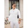 imageCOOFANDY Mens Quarter Zip Pullover Sweater Slim Fit Knit Mock Neck Polo SweatersWhite