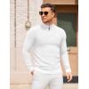 imageCOOFANDY Mens Quarter Zip Pullover Sweater Slim Fit Knit Mock Neck Polo SweatersWhite