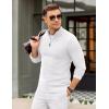 imageCOOFANDY Mens Quarter Zip Pullover Sweater Slim Fit Knit Mock Neck Polo SweatersWhite