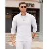 imageCOOFANDY Mens Quarter Zip Pullover Sweater Slim Fit Knit Mock Neck Polo SweatersWhite