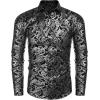 imageCOOFANDY Mens Rose Shiny Shirt Luxury Flowered Printed Button Down Shirt