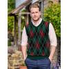 imageCOOFANDY Mens Sleeveless V Neck Pullover Sweater Slim Fit Casual Argyle Sweater VestGw345 Green and Black Plaid