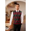 imageCOOFANDY Mens Sleeveless V Neck Pullover Sweater Slim Fit Casual Argyle Sweater VestGw346 Red and Black Plaid