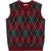 imageCOOFANDY Mens Sleeveless V Neck Pullover Sweater Slim Fit Casual Argyle Sweater VestGw346 Red and Black Plaid