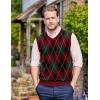 imageCOOFANDY Mens Sleeveless V Neck Pullover Sweater Slim Fit Casual Argyle Sweater VestGw346 Red and Black Plaid