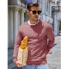 imageCOOFANDY Mens Sweater Crewneck Pullover Long Sleeve Lightweight Sweater Plain Knit Silm FitDusty Pink
