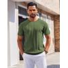 imageCOOFANDY Mens T Shirts Short Sleeve Knit Sweater Shirt Casual Crewneck Ribbed Pullover TeesArmy Green
