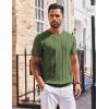 imageCOOFANDY Mens T Shirts Short Sleeve Knit Sweater Shirt Casual Crewneck Ribbed Pullover TeesArmy Green