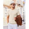 imageCOOFANDY Mens T Shirts Short Sleeve Knit Sweater Shirt Casual Crewneck Ribbed Pullover TeesBeige