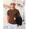 imageCOOFANDY Mens T Shirts Short Sleeve Knit Sweater Shirt Casual Crewneck Ribbed Pullover TeesBrown