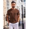 imageCOOFANDY Mens T Shirts Short Sleeve Knit Sweater Shirt Casual Crewneck Ribbed Pullover TeesBrown