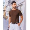 imageCOOFANDY Mens T Shirts Short Sleeve Knit Sweater Shirt Casual Crewneck Ribbed Pullover TeesBrown