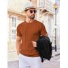 imageCOOFANDY Mens T Shirts Short Sleeve Knit Sweater Shirt Casual Crewneck Ribbed Pullover TeesCaramel