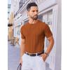 imageCOOFANDY Mens T Shirts Short Sleeve Knit Sweater Shirt Casual Crewneck Ribbed Pullover TeesCaramel