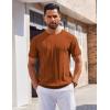 imageCOOFANDY Mens T Shirts Short Sleeve Knit Sweater Shirt Casual Crewneck Ribbed Pullover TeesCaramel