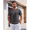 imageCOOFANDY Mens T Shirts Short Sleeve Knit Sweater Shirt Casual Crewneck Ribbed Pullover TeesDark Grey