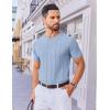 imageCOOFANDY Mens T Shirts Short Sleeve Knit Sweater Shirt Casual Crewneck Ribbed Pullover TeesDenim Blue