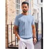 imageCOOFANDY Mens T Shirts Short Sleeve Knit Sweater Shirt Casual Crewneck Ribbed Pullover TeesDenim Blue