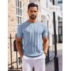 imageCOOFANDY Mens T Shirts Short Sleeve Knit Sweater Shirt Casual Crewneck Ribbed Pullover TeesDenim Blue