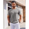 imageCOOFANDY Mens T Shirts Short Sleeve Knit Sweater Shirt Casual Crewneck Ribbed Pullover TeesGrey