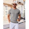 imageCOOFANDY Mens T Shirts Short Sleeve Knit Sweater Shirt Casual Crewneck Ribbed Pullover TeesGrey