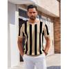 imageCOOFANDY Mens T Shirts Short Sleeve Knit Sweater Shirt Casual Crewneck Ribbed Pullover TeesKhaki  Black Stripes