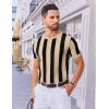 imageCOOFANDY Mens T Shirts Short Sleeve Knit Sweater Shirt Casual Crewneck Ribbed Pullover TeesKhaki  Black Stripes