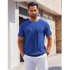 imageCOOFANDY Mens T Shirts Short Sleeve Knit Sweater Shirt Casual Crewneck Ribbed Pullover TeesKlein Blue