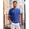 imageCOOFANDY Mens T Shirts Short Sleeve Knit Sweater Shirt Casual Crewneck Ribbed Pullover TeesKlein Blue