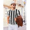 imageCOOFANDY Mens T Shirts Short Sleeve Knit Sweater Shirt Casual Crewneck Ribbed Pullover TeesLight Grey  Black Stripes