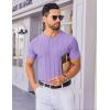 imageCOOFANDY Mens T Shirts Short Sleeve Knit Sweater Shirt Casual Crewneck Ribbed Pullover TeesLilac