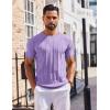 imageCOOFANDY Mens T Shirts Short Sleeve Knit Sweater Shirt Casual Crewneck Ribbed Pullover TeesLilac