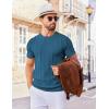 imageCOOFANDY Mens T Shirts Short Sleeve Knit Sweater Shirt Casual Crewneck Ribbed Pullover TeesPeacock Blue
