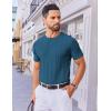 imageCOOFANDY Mens T Shirts Short Sleeve Knit Sweater Shirt Casual Crewneck Ribbed Pullover TeesPeacock Blue