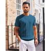 imageCOOFANDY Mens T Shirts Short Sleeve Knit Sweater Shirt Casual Crewneck Ribbed Pullover TeesPeacock Blue