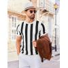 imageCOOFANDY Mens T Shirts Short Sleeve Knit Sweater Shirt Casual Crewneck Ribbed Pullover TeesWhite  Black Stripes