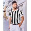 imageCOOFANDY Mens T Shirts Short Sleeve Knit Sweater Shirt Casual Crewneck Ribbed Pullover TeesWhite  Black Stripes