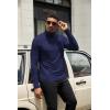 imageCOOFANDY Mens Turtleneck Shirts Slim Fit Shirt Tops Lightweight Pullover Thermal Sweater Casual Long Sleeve ShirtDark Navy