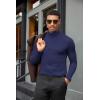 imageCOOFANDY Mens Turtleneck Shirts Slim Fit Shirt Tops Lightweight Pullover Thermal Sweater Casual Long Sleeve ShirtDark Navy