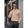 imageCOOFANDY Mens Turtleneck Shirts Slim Fit Shirt Tops Lightweight Pullover Thermal Sweater Casual Long Sleeve ShirtKhaki