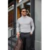 imageCOOFANDY Mens Turtleneck Shirts Slim Fit Shirt Tops Lightweight Pullover Thermal Sweater Casual Long Sleeve ShirtLight Gray