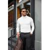 imageCOOFANDY Mens Turtleneck Shirts Slim Fit Shirt Tops Lightweight Pullover Thermal Sweater Casual Long Sleeve ShirtWhite