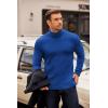 imageCOOFANDY Mens Turtleneck Sweater Long Sleeve Casual Ribbed Knitted High Neck Pullover SweatersLake Blue