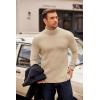 imageCOOFANDY Mens Turtleneck Sweater Long Sleeve Casual Ribbed Knitted High Neck Pullover SweatersLight Brown