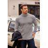 imageCOOFANDY Mens Turtleneck Sweater Long Sleeve Casual Ribbed Knitted High Neck Pullover SweatersLight Grey